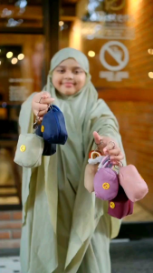 Mukena Anak Mini Mukena Travel bahan Parasut Korea Premium Free Sajadah Muka Ada Gantungan Kunci