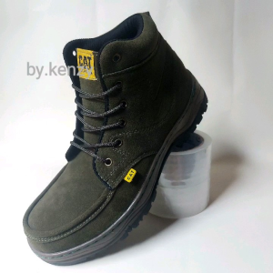sepatu pria semi boots model kekinia cocok buat gaya warna ijo armi model kekinian fashionable