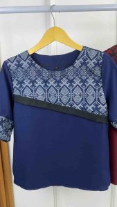 OS Ladies - Blouse Combi Batik Yujin Atasan Wanita Jumbo Blus Cewek Model Baru Kombinasi Batik Size L dan XXL