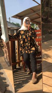 Blouse Babydoll Rayon Premium Bunga Yellow