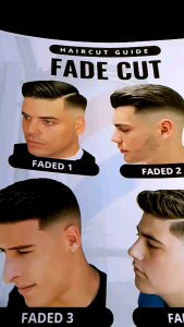 Haircut Guide for Barber Shop Wall Picture 4 pcs + Wall Adhesive Tape l Laminated | Hairstyle Poster