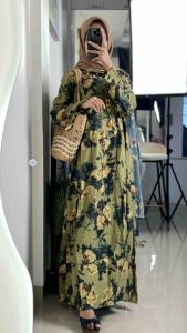 LC1682 Premium Oversized Dress Tipis Floral Retro Fashion