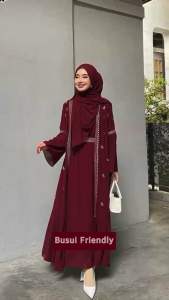 Gamis Abaya Safwa Bahan Ceruty Babydoll Full Furing Aplikasi Bordir Mewah Elegant Abaya Wanita Remaja Kekinian