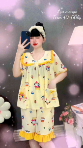 (40-60kg) Đồ bộ piijama nữ lụa Mango loại 1 cổ vuông tiểu thư TAY NGẮN - QUẦN LỬNG chất mềm mịn mát và thoải mái khi mặc