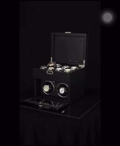 Hộp đựng đồng hồ cơ 2 xoay 8 tĩnh carbon có led cao cấp 25x20x21.5cm 0196