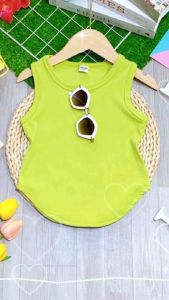 Áo sát nách bé gái thun tăm mềm mát siêu co giãn cho bé 09-26kg