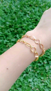 Gelang Tangan Rantai Hollo Oval Vensy & Perak Asli Silver 925 Lapis Emas