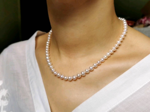 DaVee | Pink white pearl necklace 6mm fresh water pearl natural pearl necklace silver clasp fresh water pearl necklace