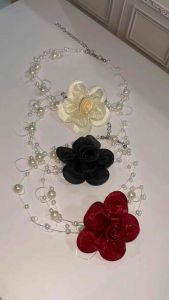 Prilly Flower Floating Pearl Necklace Kalung Bunga Lotus Rose Teratai Mawar Mutiara Aesthetic Pesta Pearls Choker Handmade Fashion