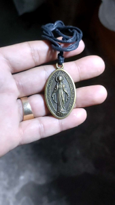 Best Quality Miraculous Medal of Mary or Medallia Milagrosa Antique 1x1.75 Medal Necklace.