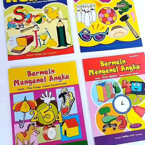 Paket Isi 4 Buku Mengenal Huruf Dan Bermain Mengenal Angka Buku Belajar Anak Paud TK