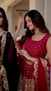 [PRE-ORDER] Ready Made Heavy Faux Georgette With Embroidered Plazzo ( Delivery 10 Days )