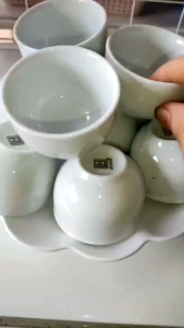 Combo 6 Chén Uống Trà Sứ Trắng Lohaco Cao Cấp Tặng 2 Bàn Chải