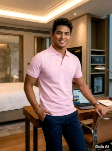 Blue Corner Plain Baby Pink Color Honeycomb Comfort Polo Shirt for Men