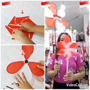 (1PCS) KINCIR ANGIN MERAH PUTIH HUT RI / MAINAN KINCIR ANGIN MERAH PUTIH DIRGAHAYU 17 AGUSTUS / KINCIR DEKORASI HIASAN SEPEDA TAMAN / RED WHITE PINWHEEL / KPK7580