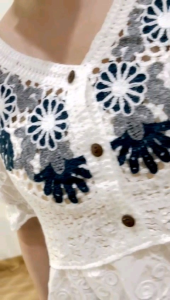 ●ECLAIRE● 003 Blouse Blus Rajut Knit Crochet Bordir Embroidered Shortsleeves Lengan Pendek Korea Kasual Vintage Import 47000