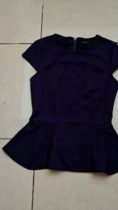 atasan wanita ungu tua motif salur TOPSHOP cewek S cute remaja 13 14 15 thn lengan pendek blouse minus