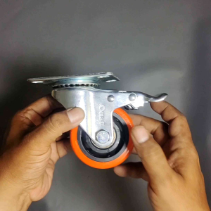 Roda Orange Caster 3 Inch Plat Tebal Plus Rem