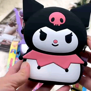 Tas Slempang Koin 3D Kuromi Anak Sling Bag Dompet Mini Koin Silikon Serbaguna Waterproof