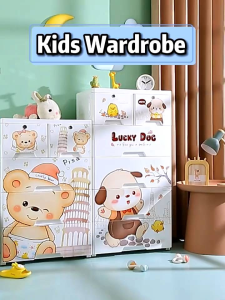 Lockable 6-Drawer Kids Wardrobe Drawer Storage Cabinet with Wheels for Toy Organization