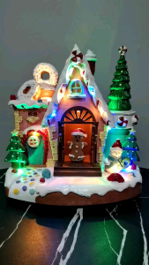 SANTA CLAUS MODERN DONUT HOUSE CHRISTMAS VILLAGE DISPLAY