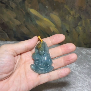 Type A Jadeite Premium yellow light blue green Ji Gong Jade pendant (with certificate) [Natual Crystal]