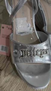 Juicy Couture Silver Metallic Wedge Sandal | Imported