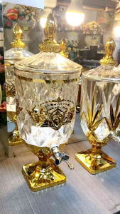 Dispenser kaca (4&2 liter) Gold Putih Emas Sultan  dekorasi rumah Import
