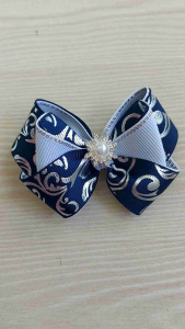 Azhelicious cute elegant with pearl rhinestone center piece bow kids hair tie hair clip sold by pair