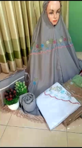mukena dewasa bordir kalung renda 2 in 1 model terlaris