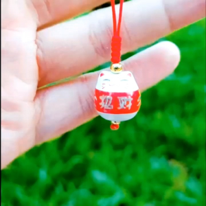 [Chi Chi] Móc Khóa Dây Đeo Điện Thoại Mèo Gốm May Mắn Dễ Thương Nhiều Màu Kiểu Đơn Giản - MS078