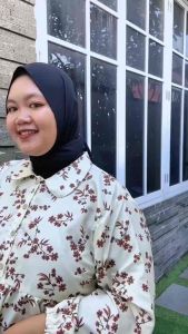 Atasan Wanita Muslimah Karen Jumbo Tunik Motif Bunga Bahan Katun Miracle Busui Friendly LD110-140