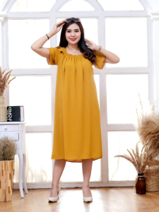 Homedress Daster Fuji Kringkel Polos Lengan Pendek