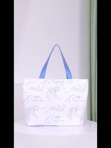 Cartoon Canvas Bag Large Capacity Zippered Shoulder Bag Student Tote Tuition Canvas Handbag Kartun Kanvas Tote Bag史迪奇手提袋手提包环保袋