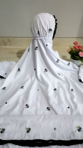 NEWW MUKENA BORDIR TABUR!! (COD) Mukena terusan polino motif seribu bunga peony tabur bahan adem