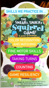 Educational Insights The Sneaky Snacky Squirrel strategic board game hand eye coordination fine motor skill Montessori