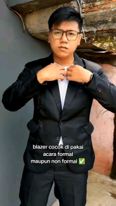 Jas Blazer Pria Casual Formal Hitam M-XXL Slimfit Elegan Keren