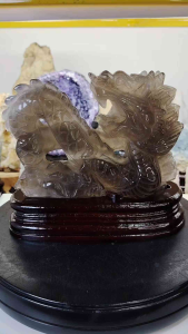 Natural Precious Smoky Quartz Crystal Dragon Carved Ornament QCD03