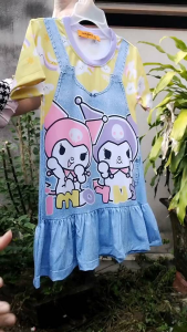 10-42kg Váy bé gái thun lạnh in 3D giả yếm jean xinh xắn