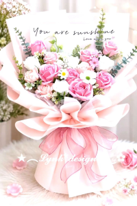 Bó hoa hồng sáp thơm tông hồng và trắng You are sunshine siêu thơm