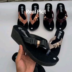 USM Sandal wedges wanita terbaru / sandal wedges pita terbaru