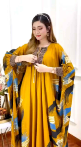 KAFTAN SUPER PREMIUM MOTIF BERCAK KUAS CORAK ABSTRAK ORY