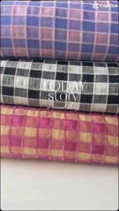 Vải Cotton caro nhung 8li - phù hợp may bộ quần dài suông đầm thời trang (dài 1m khổ 1m45 vải cắt liền)