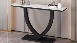 Kệ đứng bàn Console trang trí phòng khách cạnh cửa nhà mặt đá chữ nhật chân kim loại chữ V sang trọng BC-10