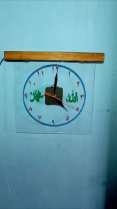 Jam Dinding Akrilik LED berwarna lafaz ALLAH MUHAMMAD new