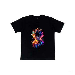 3DKiddies Baju Kaos 3D Neon Anak Cowo Motif Goku Dragon Ball Catton Combat 24s Hitam Usia 5-12 Tahun