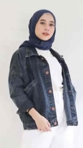 Jaket Jeans Pablo Wanita Jumbo Oversize LD 120 Jaket Jins Wanita Ujung Lengan Kancing