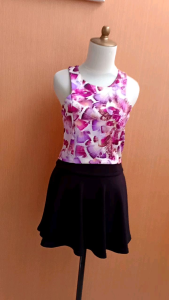 atasan crop top wanita motif bunga pink LOVE TOPPING cewek S kutung M cute blouse