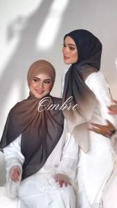 TUDUNG RUFFLE PLAIN OMBREE COTTON VOILE
