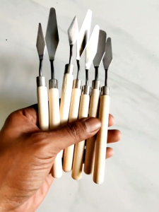 1 Set Cetok Pot Kecil Painting Knife Pisau Palet Lukis isi 7 pcs